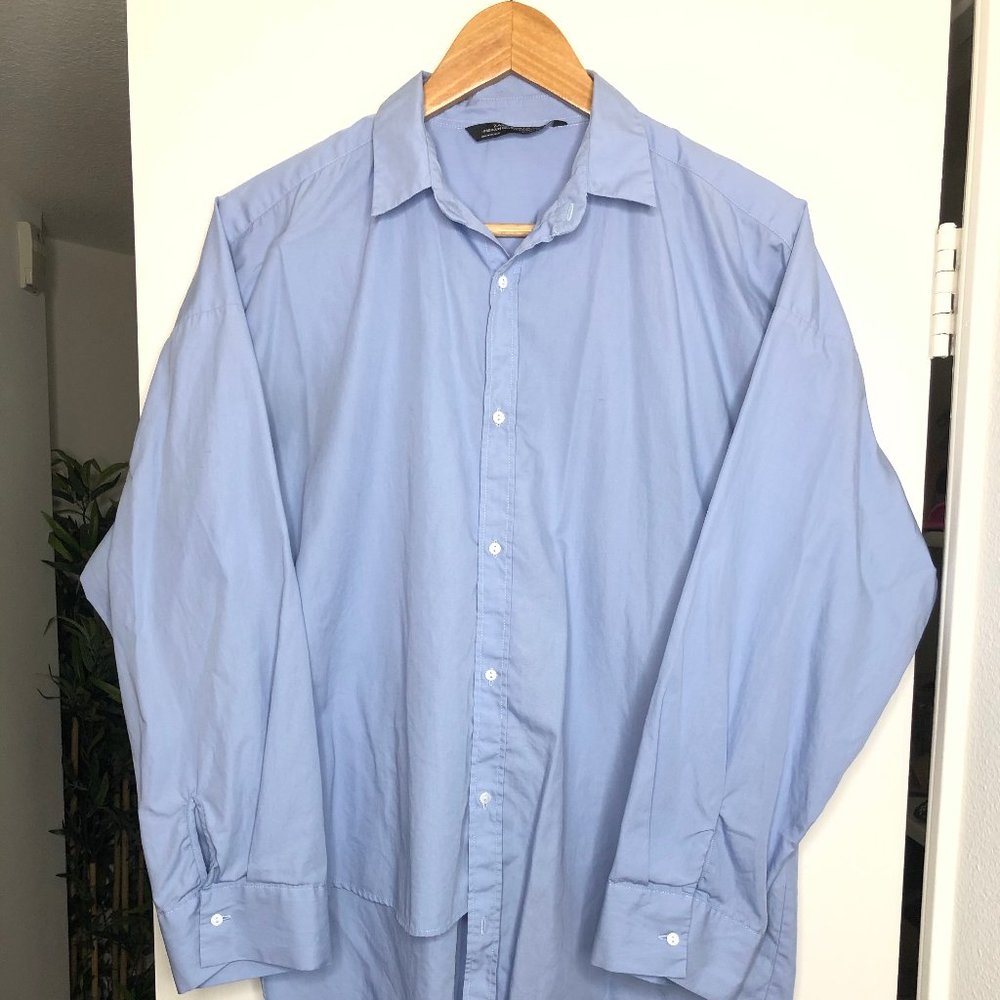Asymmetrical Button Down Blue Zara Shirt